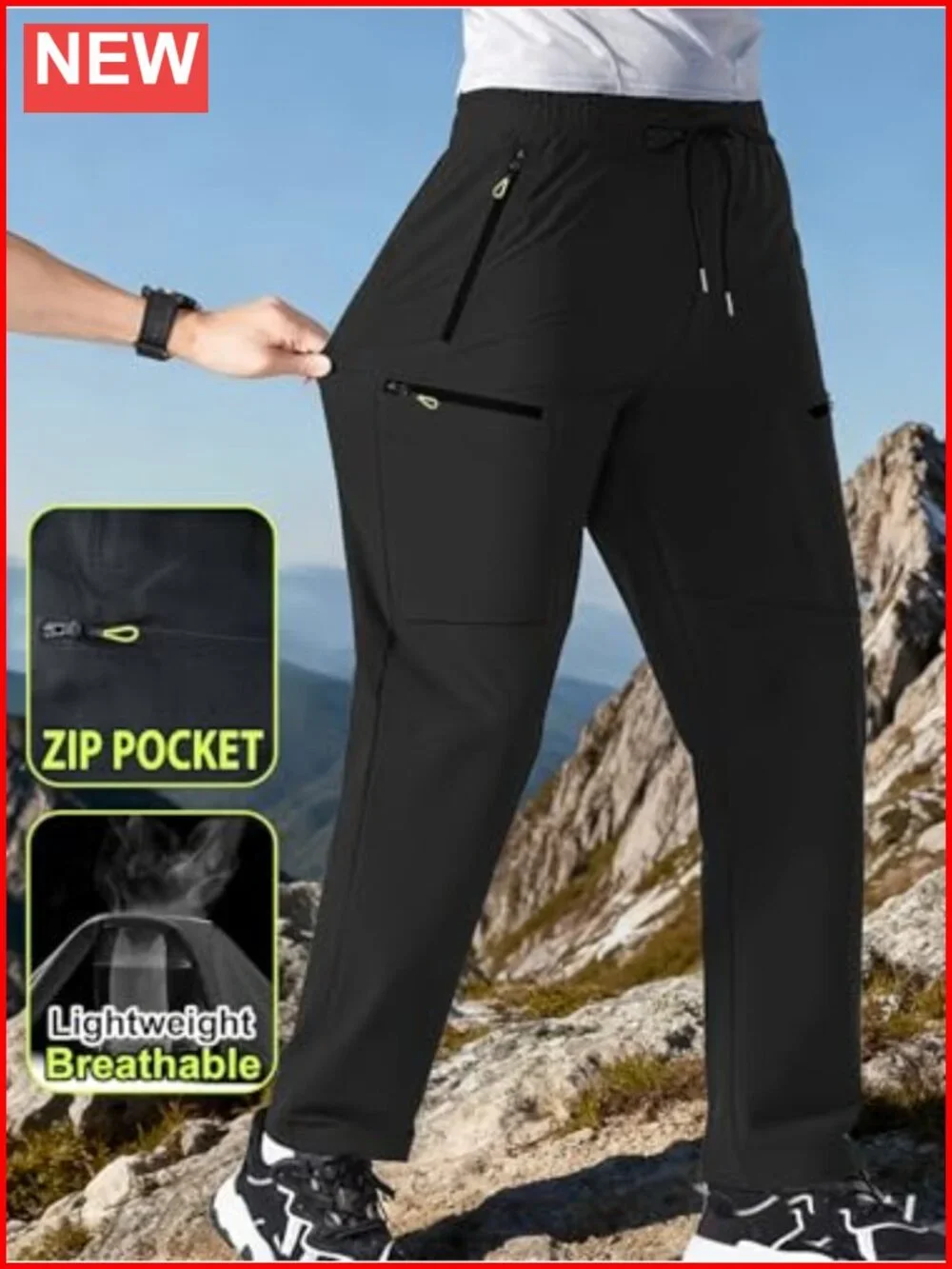 Lightweight Water Resistant Cargo Pants with Zipper Pockets